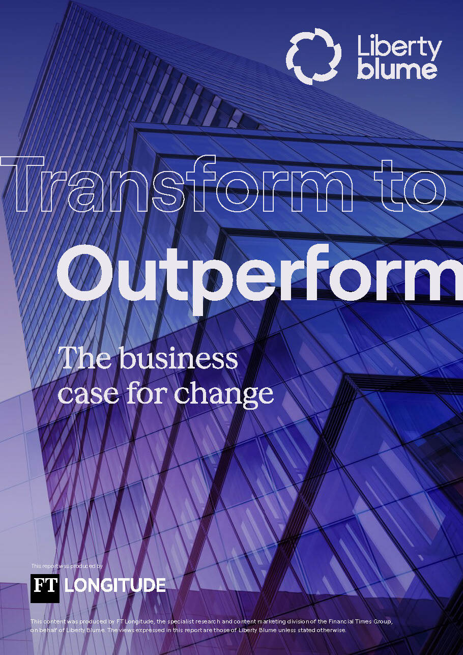 Liberty Blume Transform to Outperform report cover on business transformation strategy